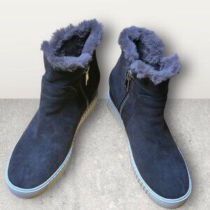 Steven By Steve Madden Dark Grey Faux Fur Lined Boots With Zipper Closure & Sued